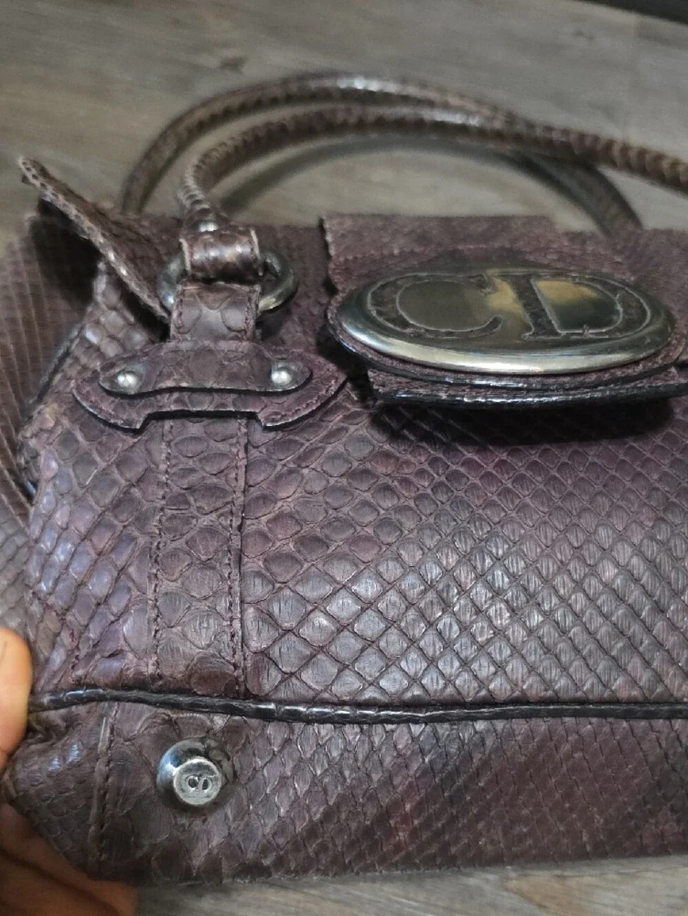 Dior Brown Textured Shoulder Bag with CD Logo